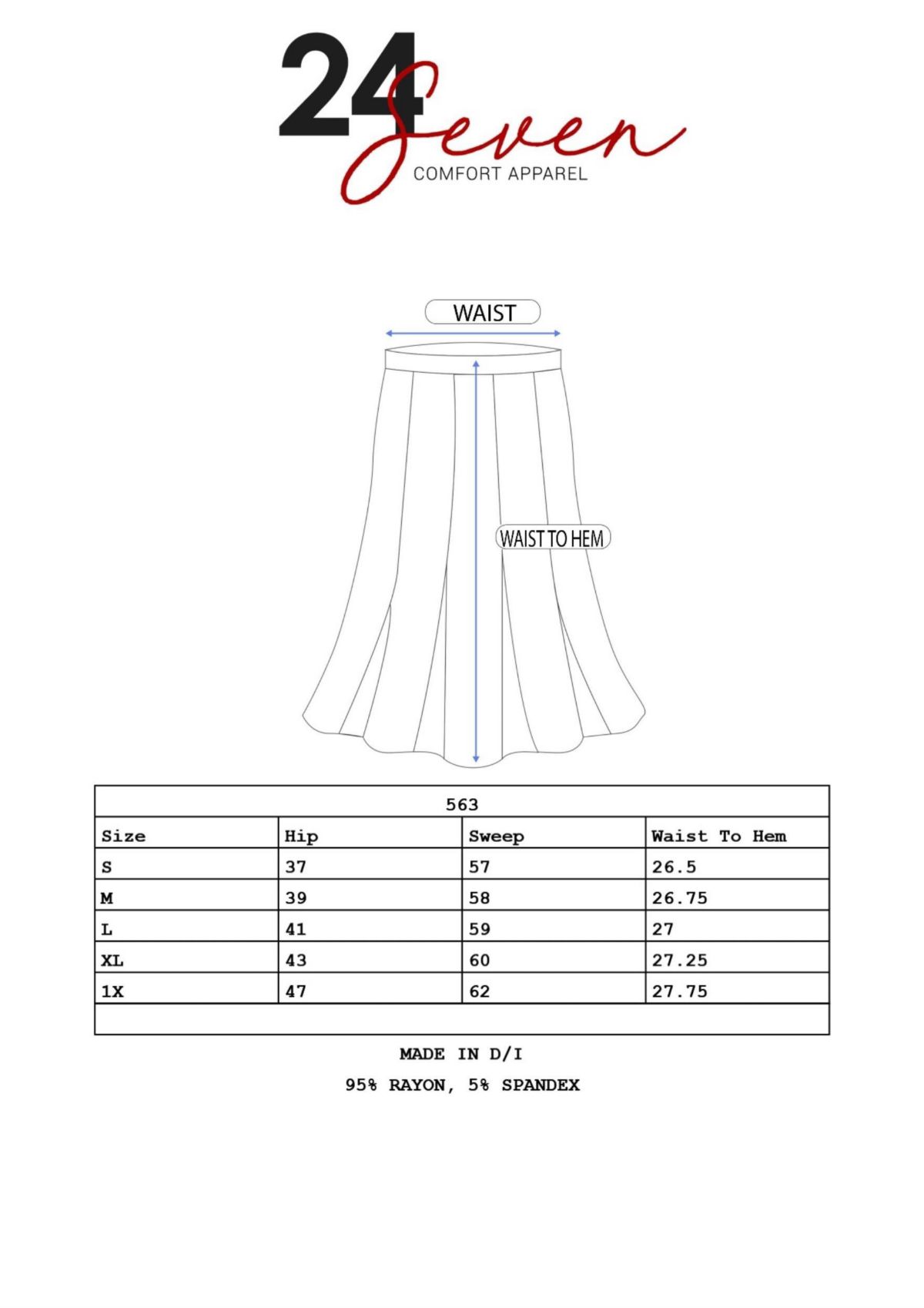 A Line Elastic Waist Knee Length Skirt