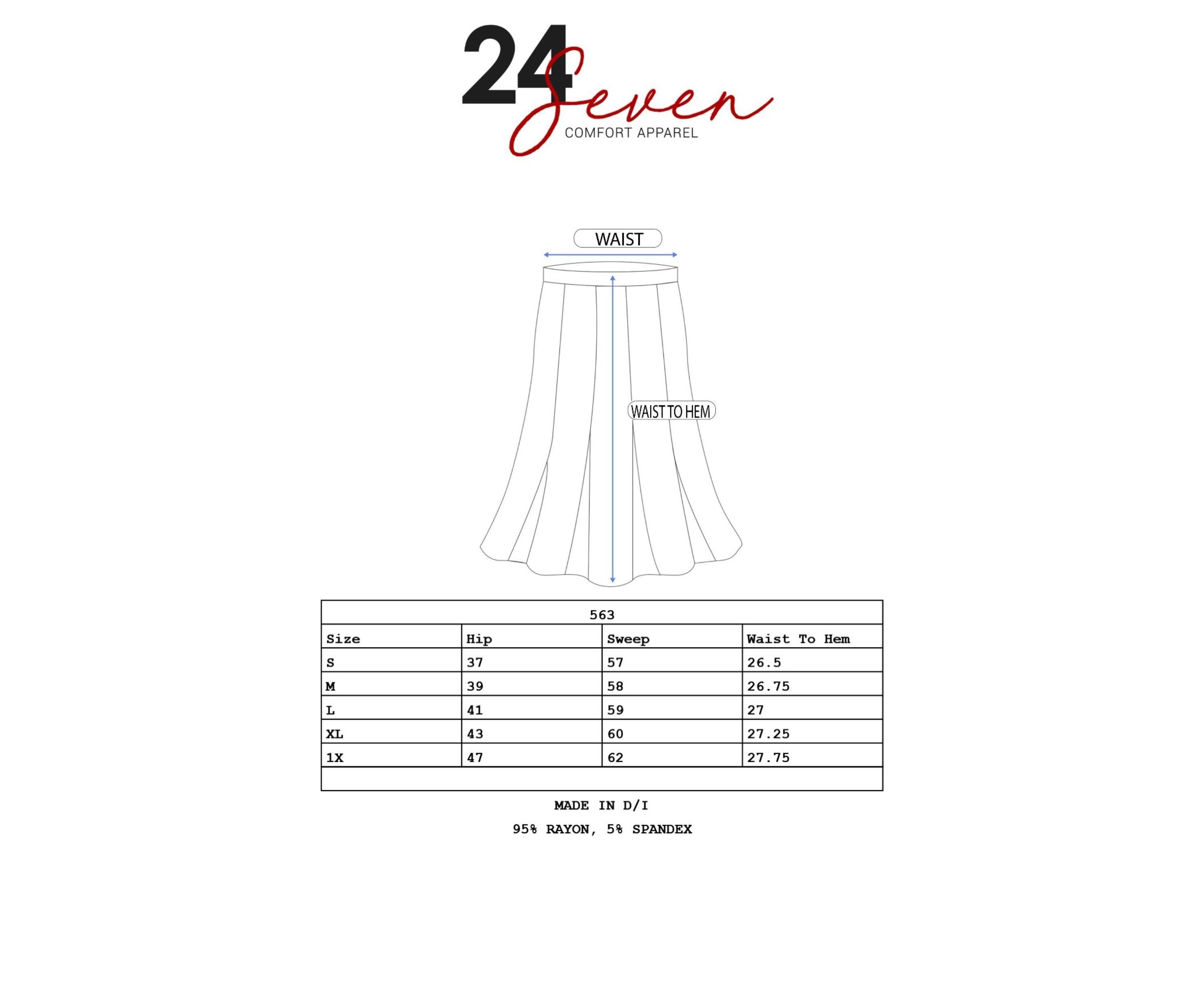 A Line Elastic Waist Knee Length Skirt