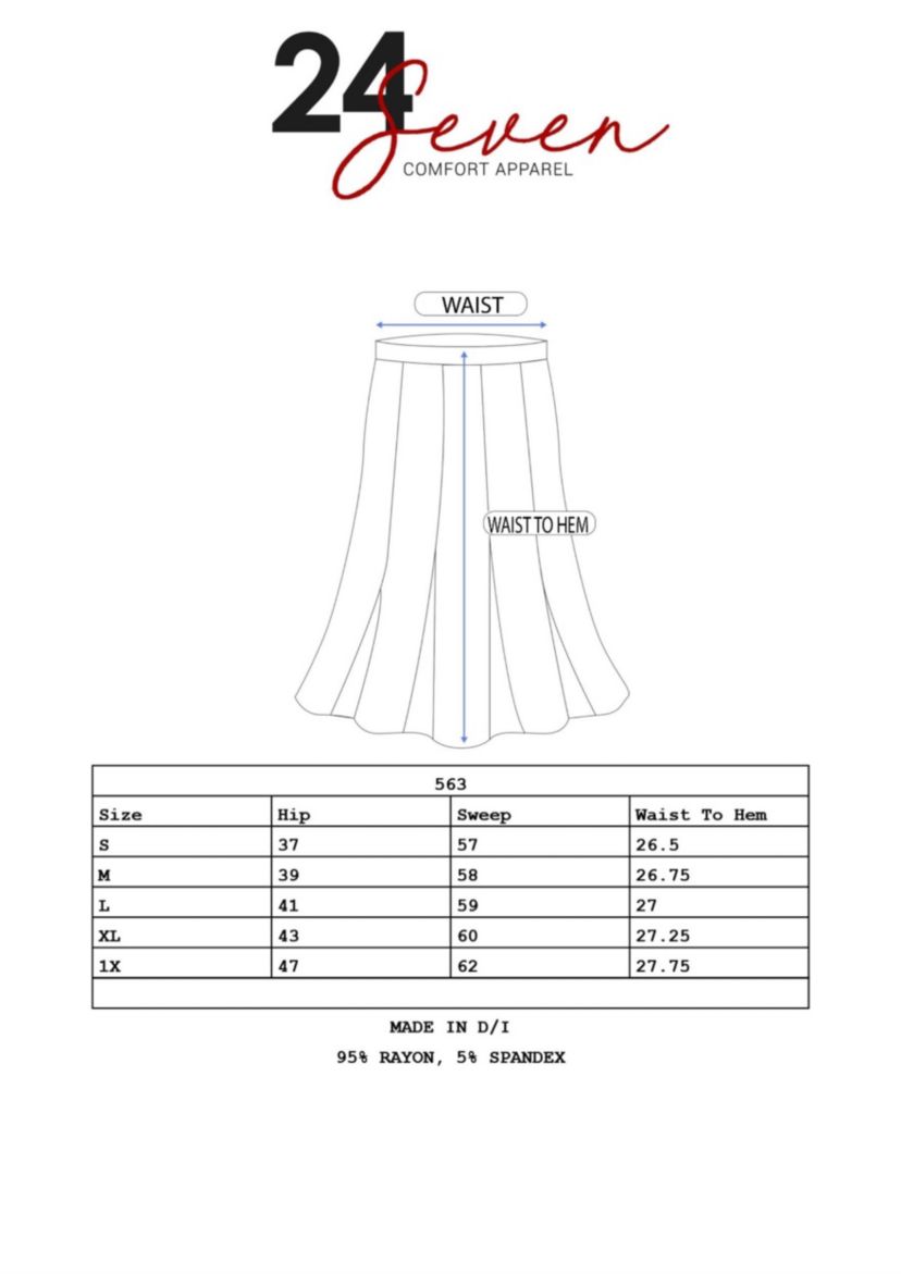 A Line Elastic Waist Knee Length Skirt