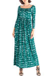 Emerald Green Long Sleeve Pleated Waist Maxi Dress