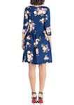 Floral Navy Knee Length Pocket Dress