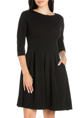 24seven Comfort Apparel Women's Perfect Fit and Flare Pocket Dress