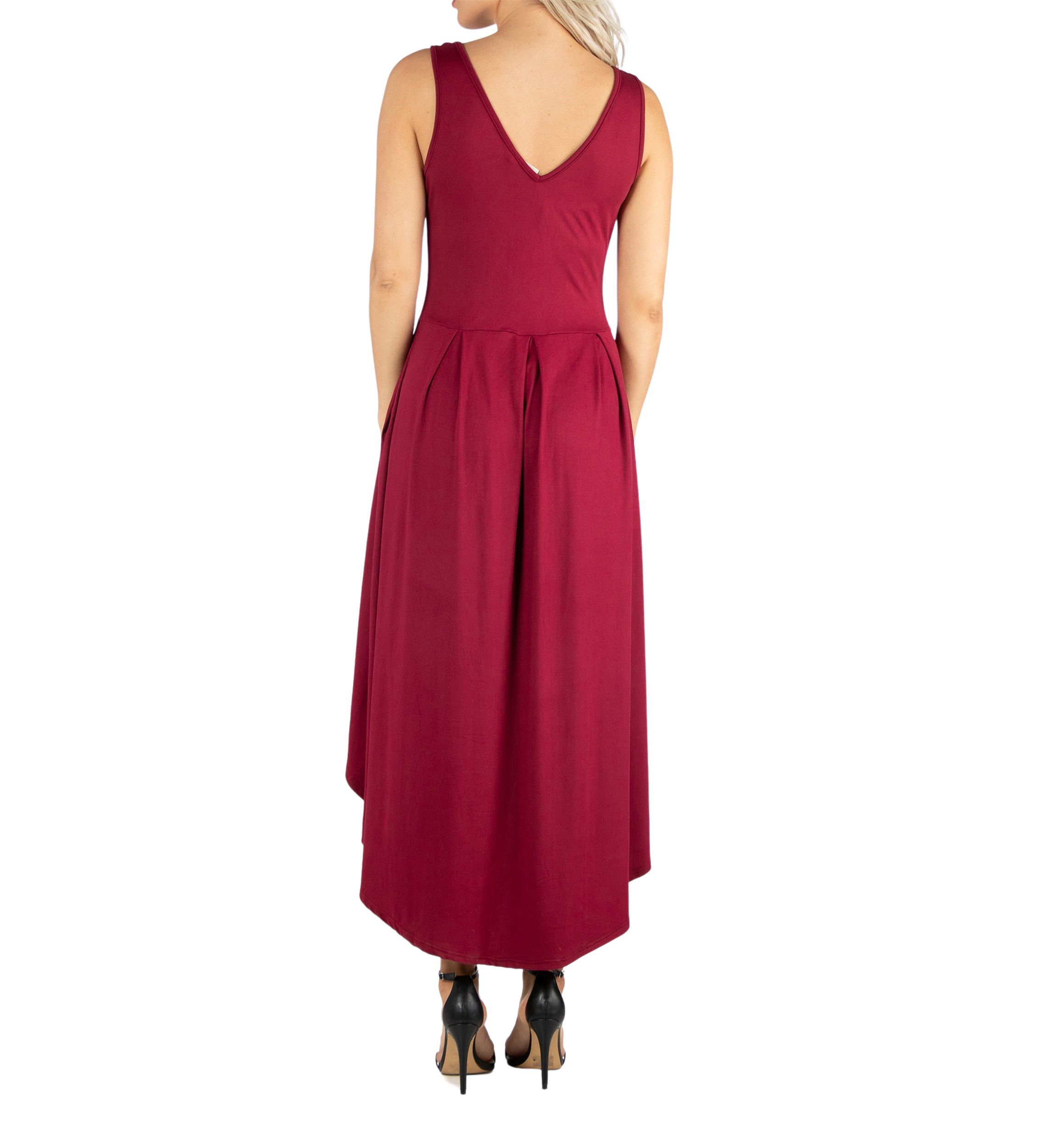 Womens Sleeveless Fit-and-Flare High Low Dress