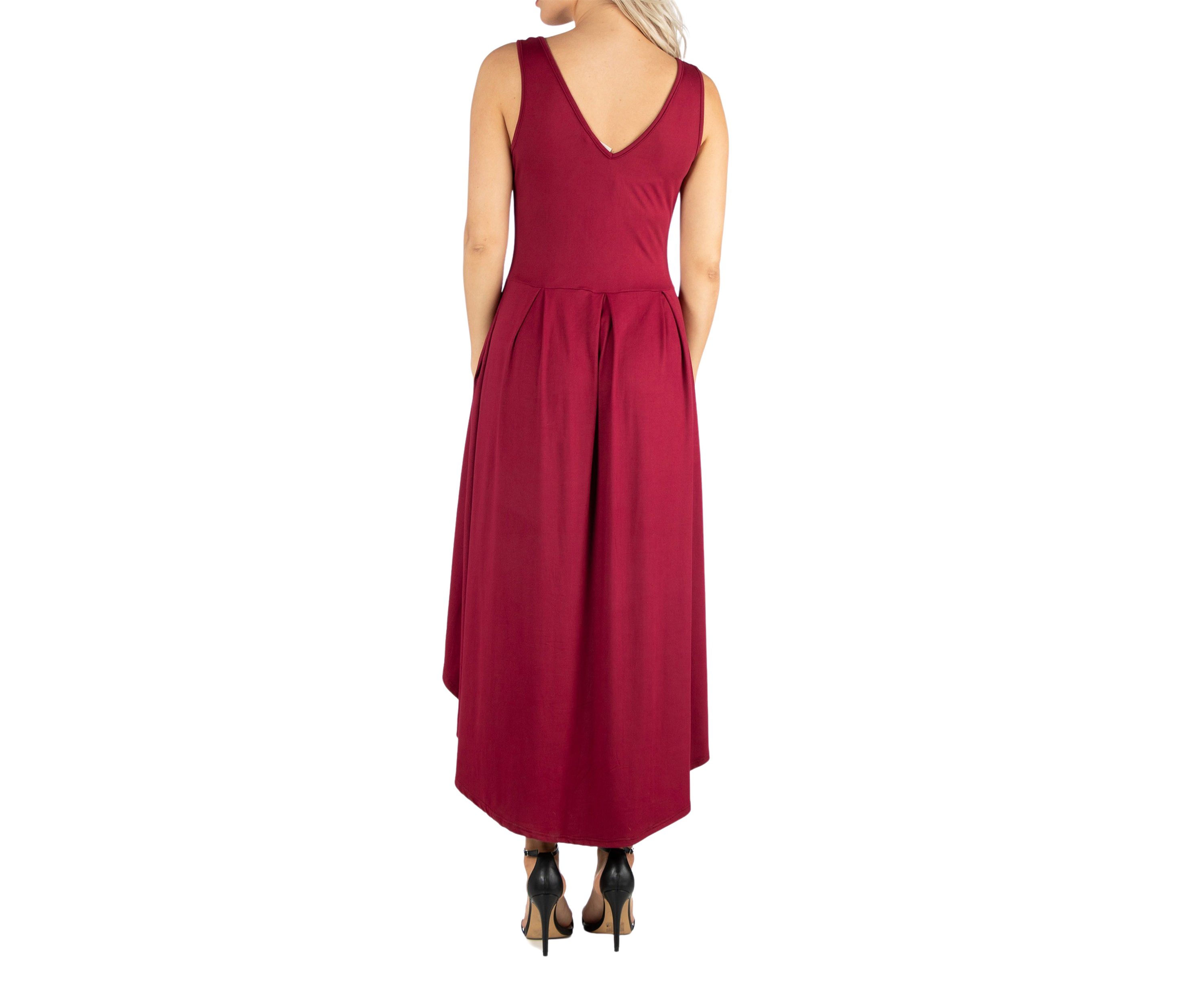Womens Sleeveless Fit-and-Flare High Low Dress