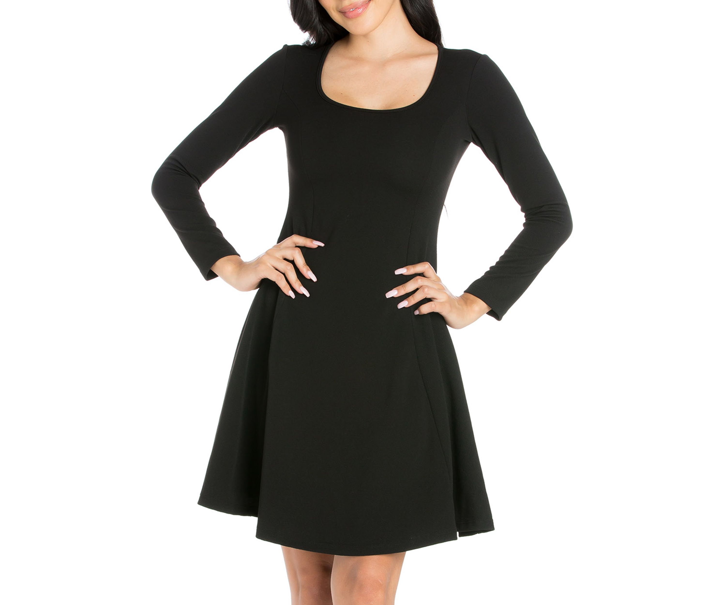 Womens Long Sleeve Knee Length Skater Dress