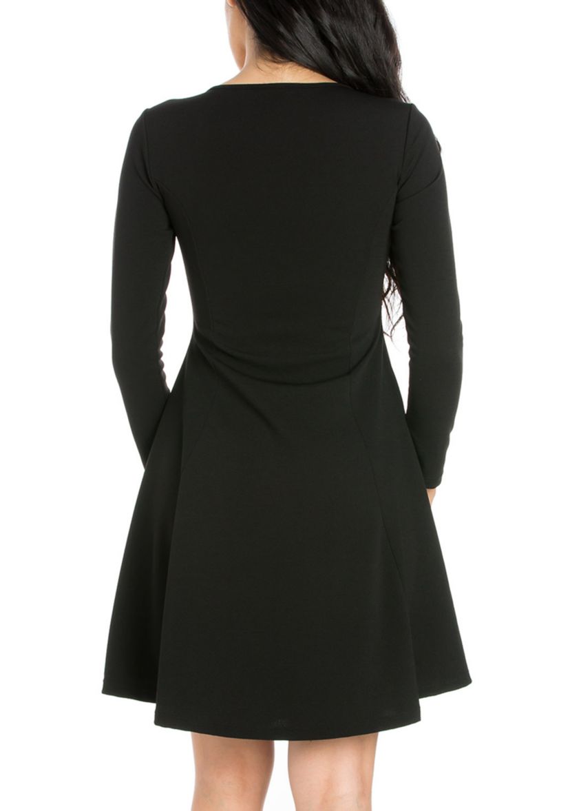 Womens Long Sleeve Knee Length Skater Dress