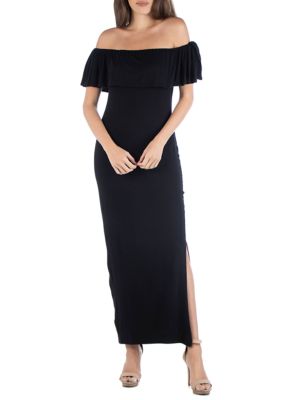 24seven Comfort Apparel Women's Off-the-Shoulder Maxi Dress