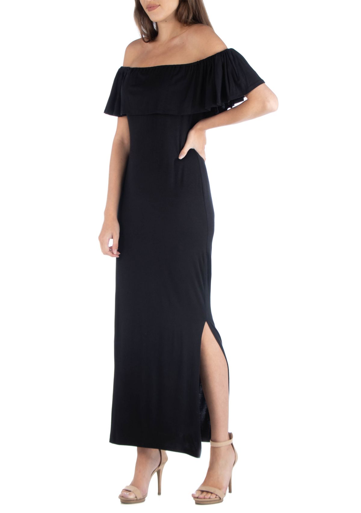 Womens Off-the-Shoulder Maxi Dress