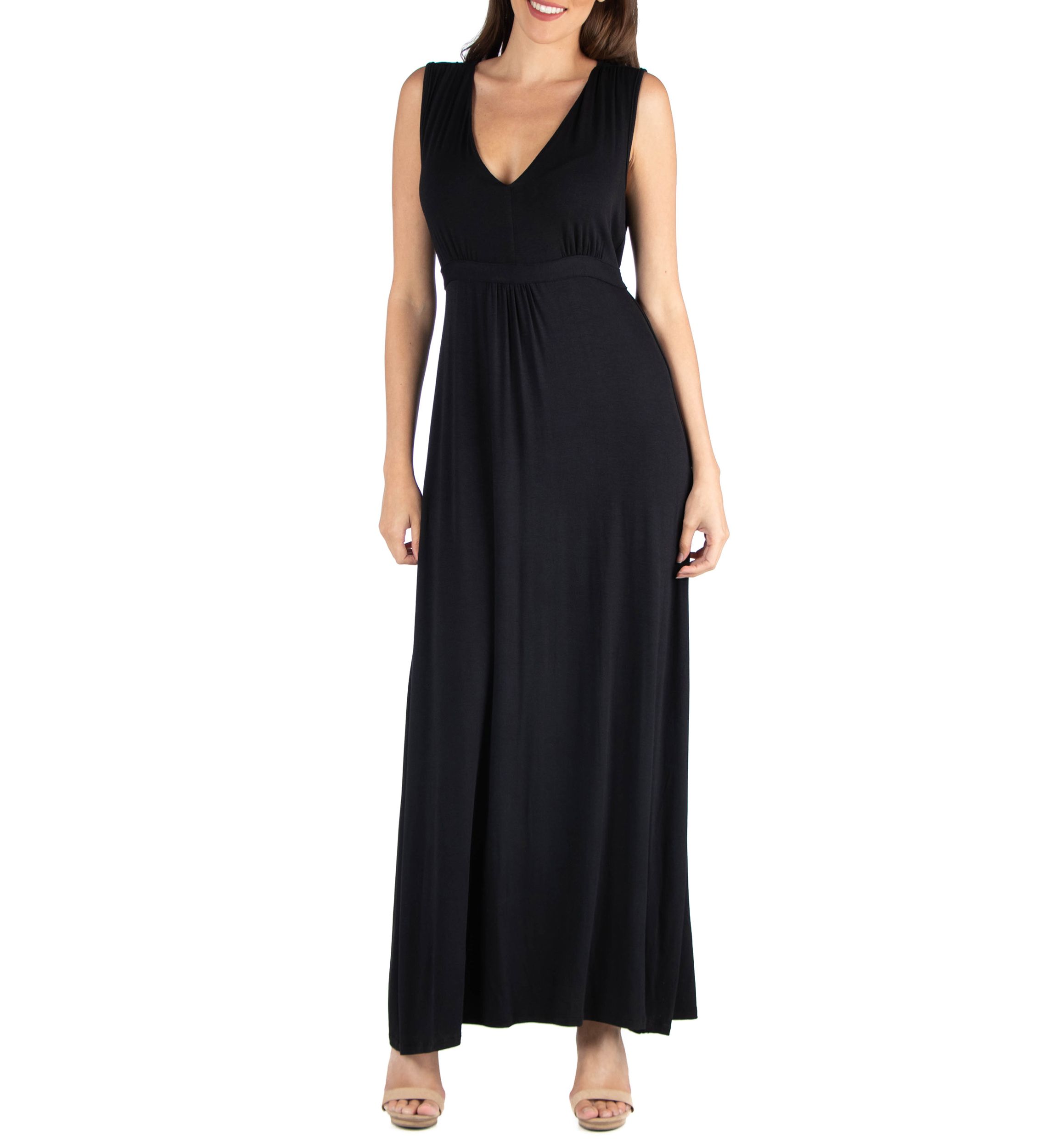 Womens V-Neck Sleeveless Maxi Dress