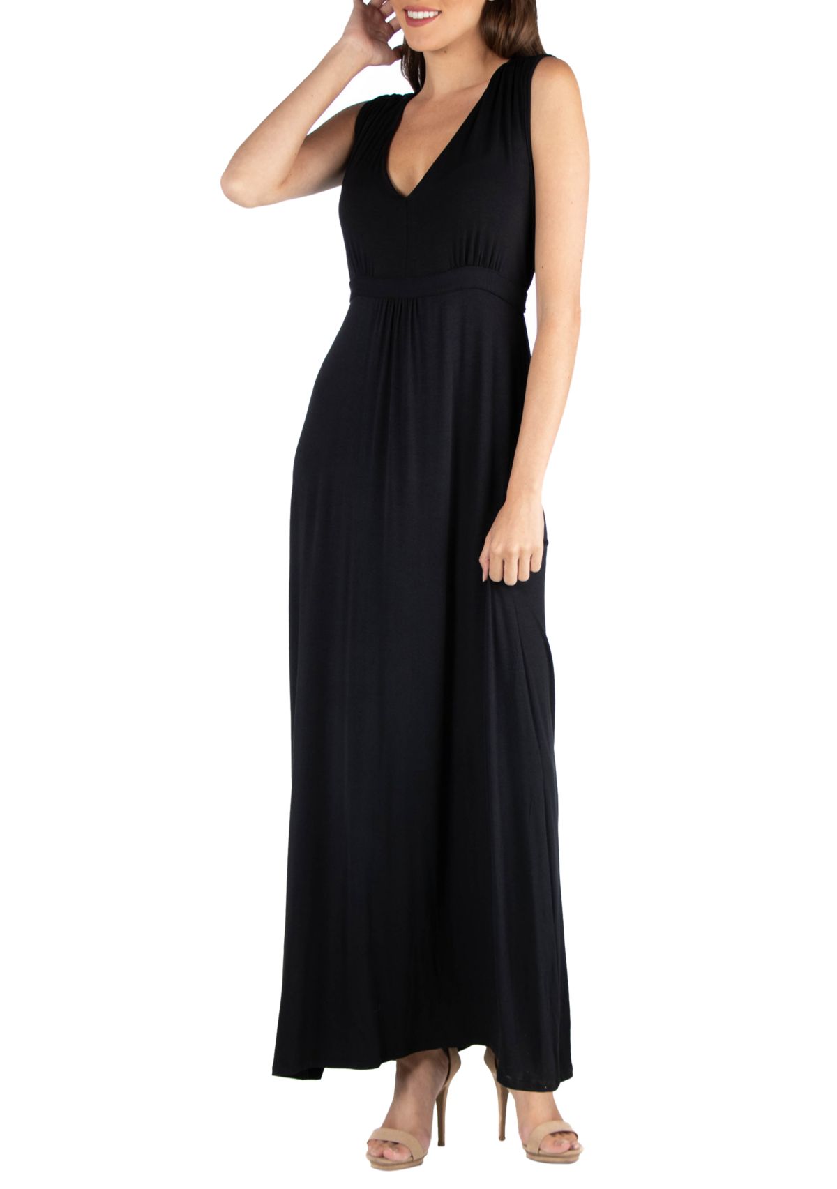 Womens V-Neck Sleeveless Maxi Dress
