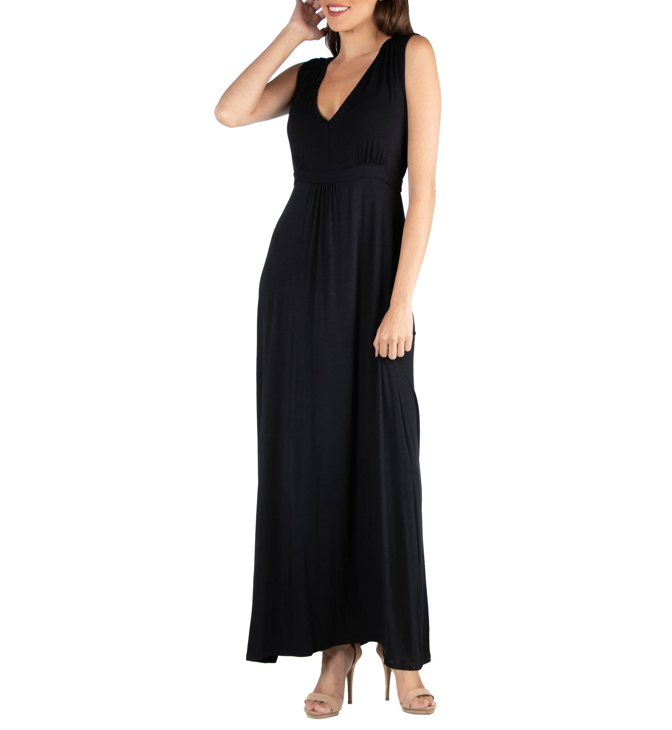 Womens V-Neck Sleeveless Maxi Dress