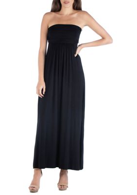 24seven Comfort Apparel Women's Strapless Maxi Dress, Black, Large