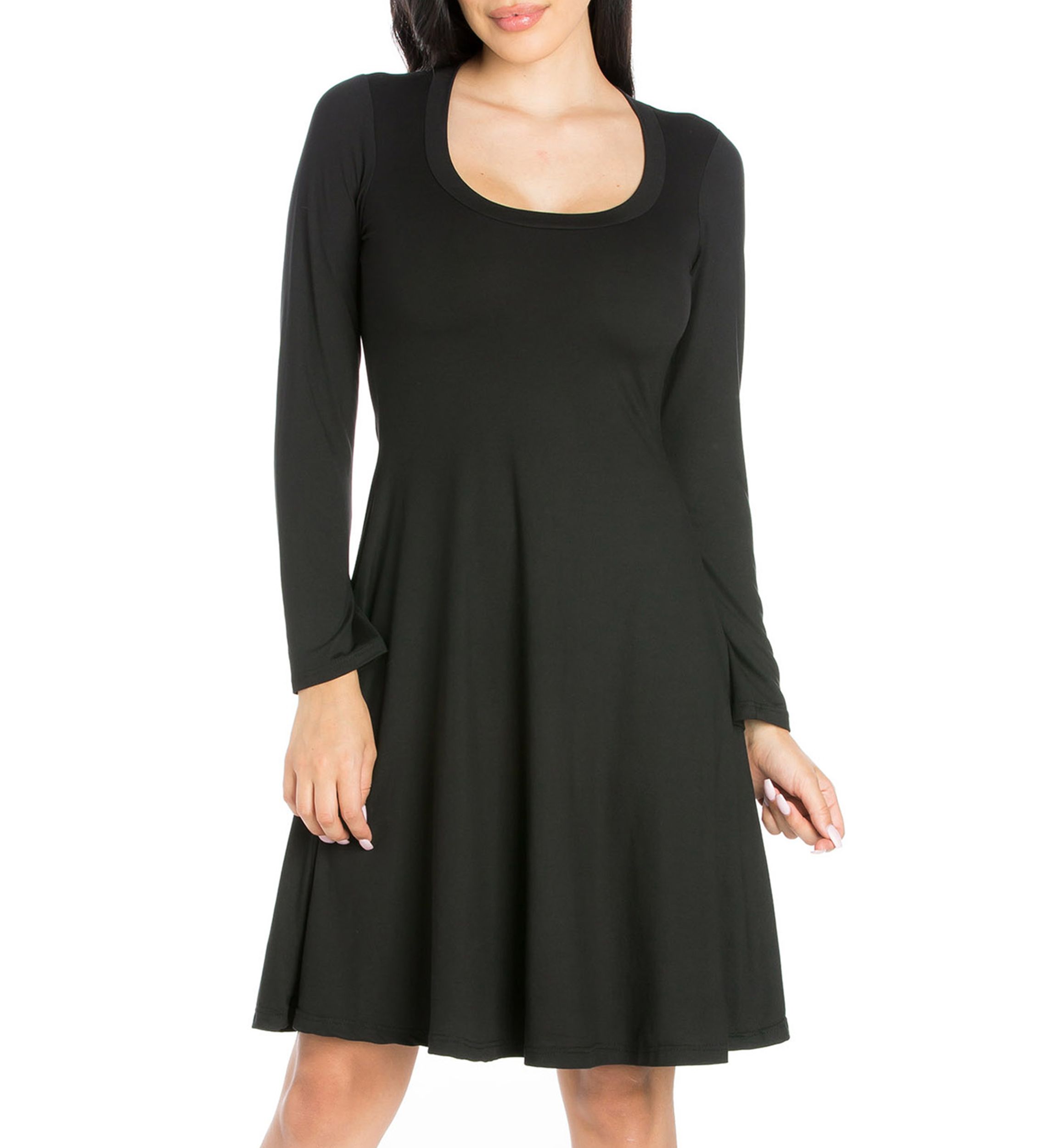 Womens Classic Long Sleeve Flared Mini Dress