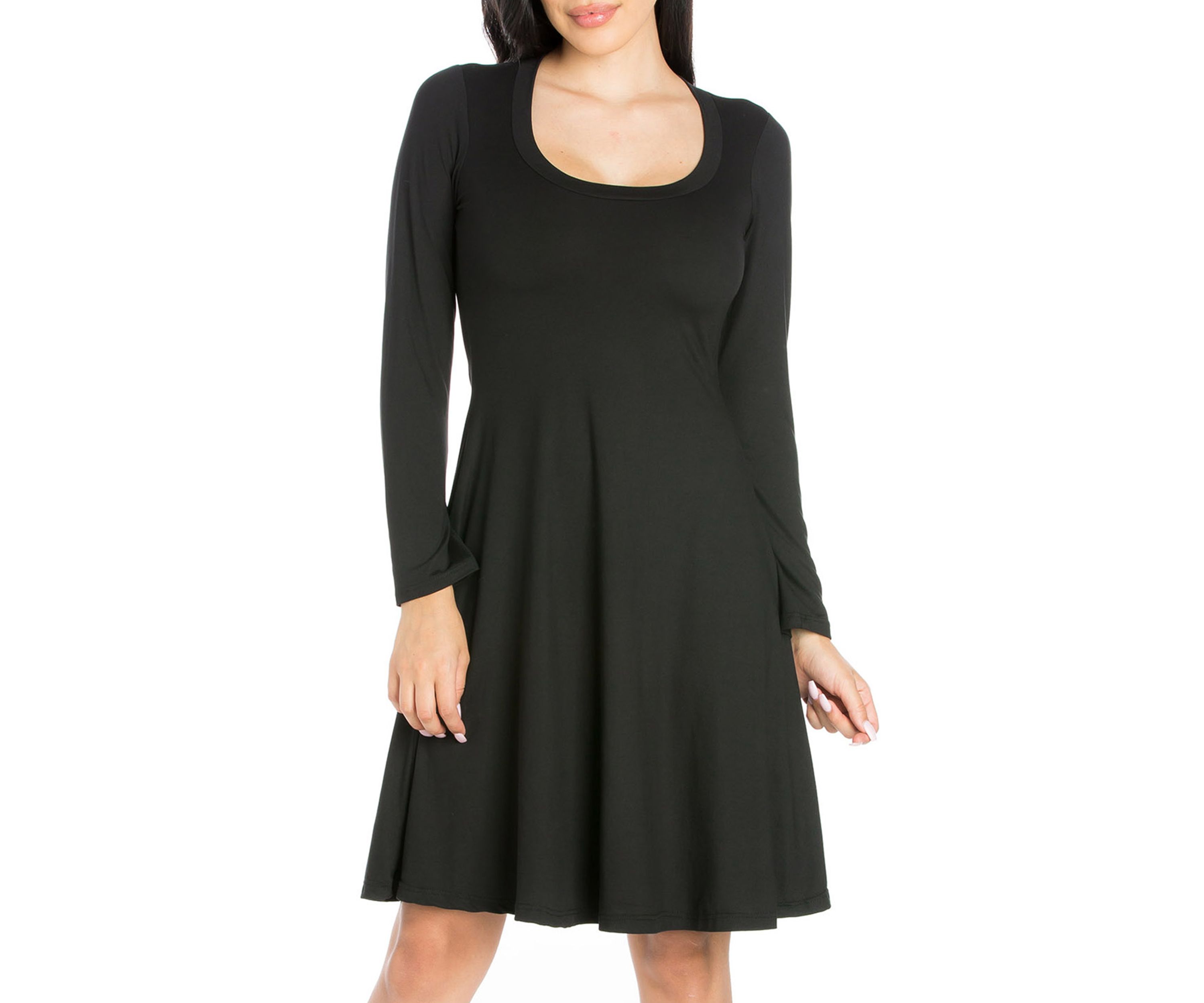 Womens Classic Long Sleeve Flared Mini Dress