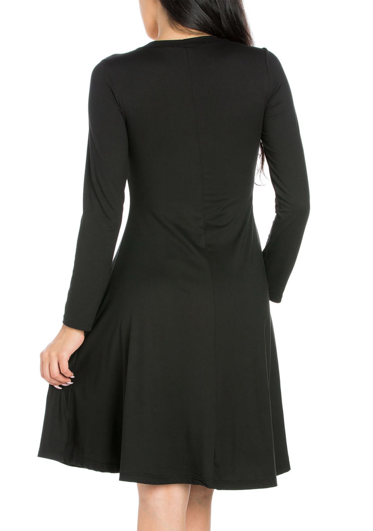 Womens Classic Long Sleeve Flared Mini Dress