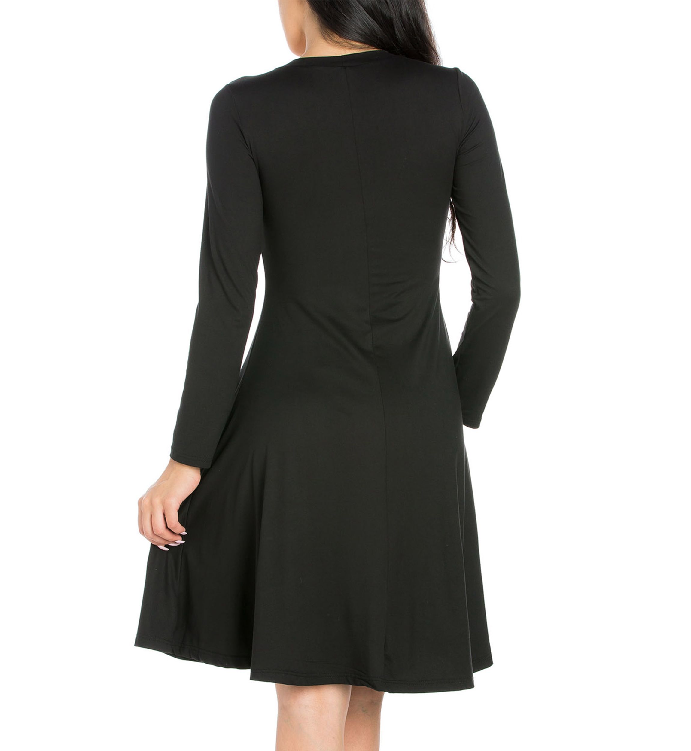 Womens Classic Long Sleeve Flared Mini Dress