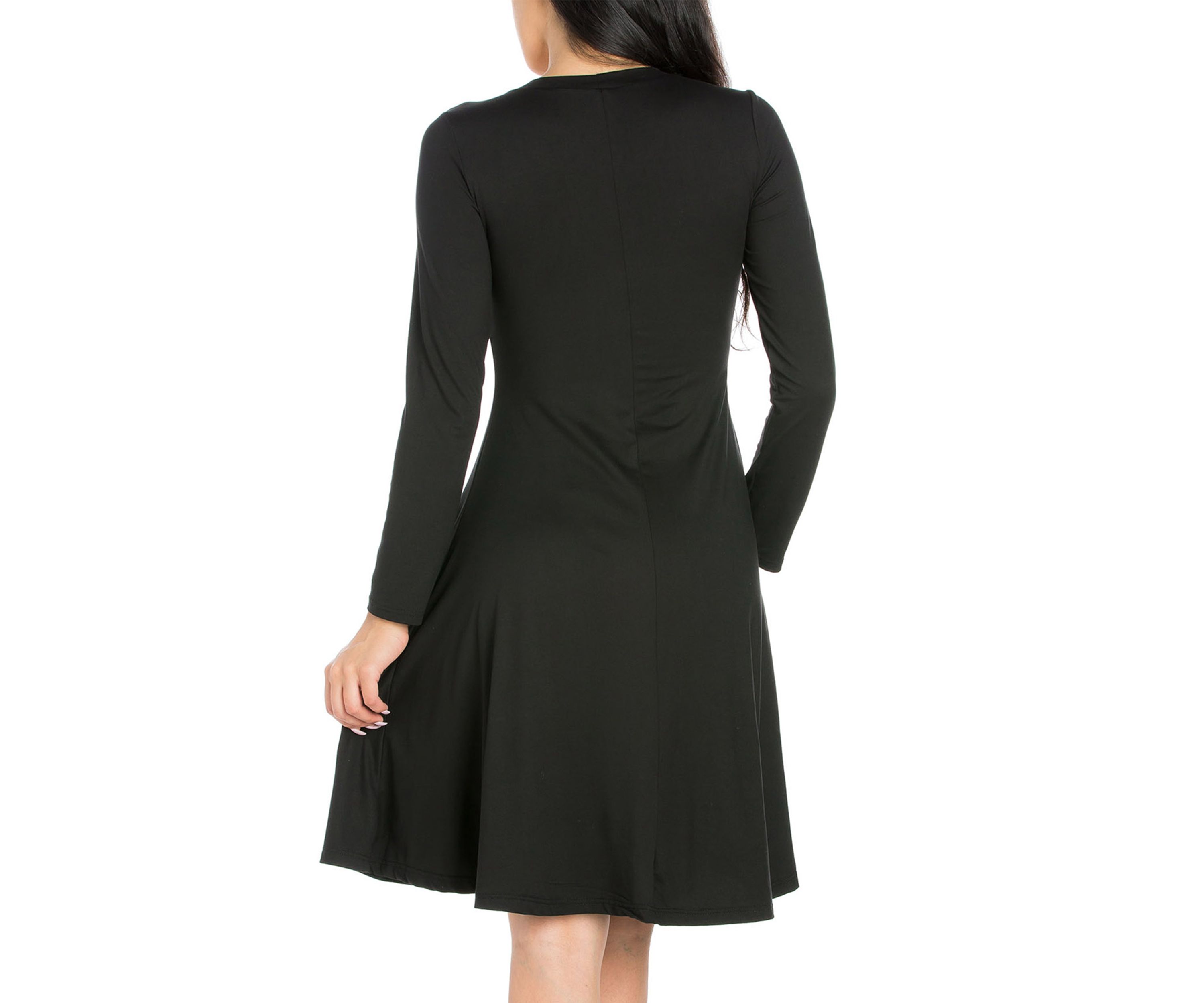 Womens Classic Long Sleeve Flared Mini Dress