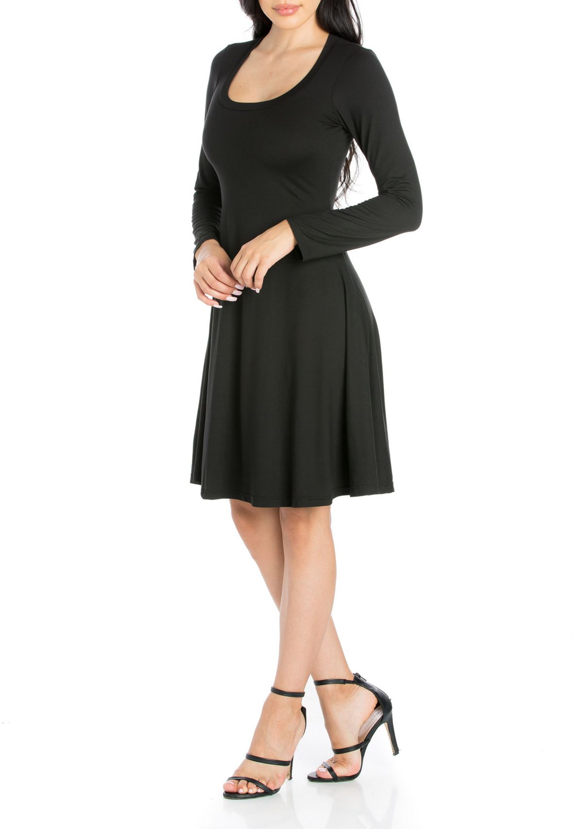 Womens Classic Long Sleeve Flared Mini Dress