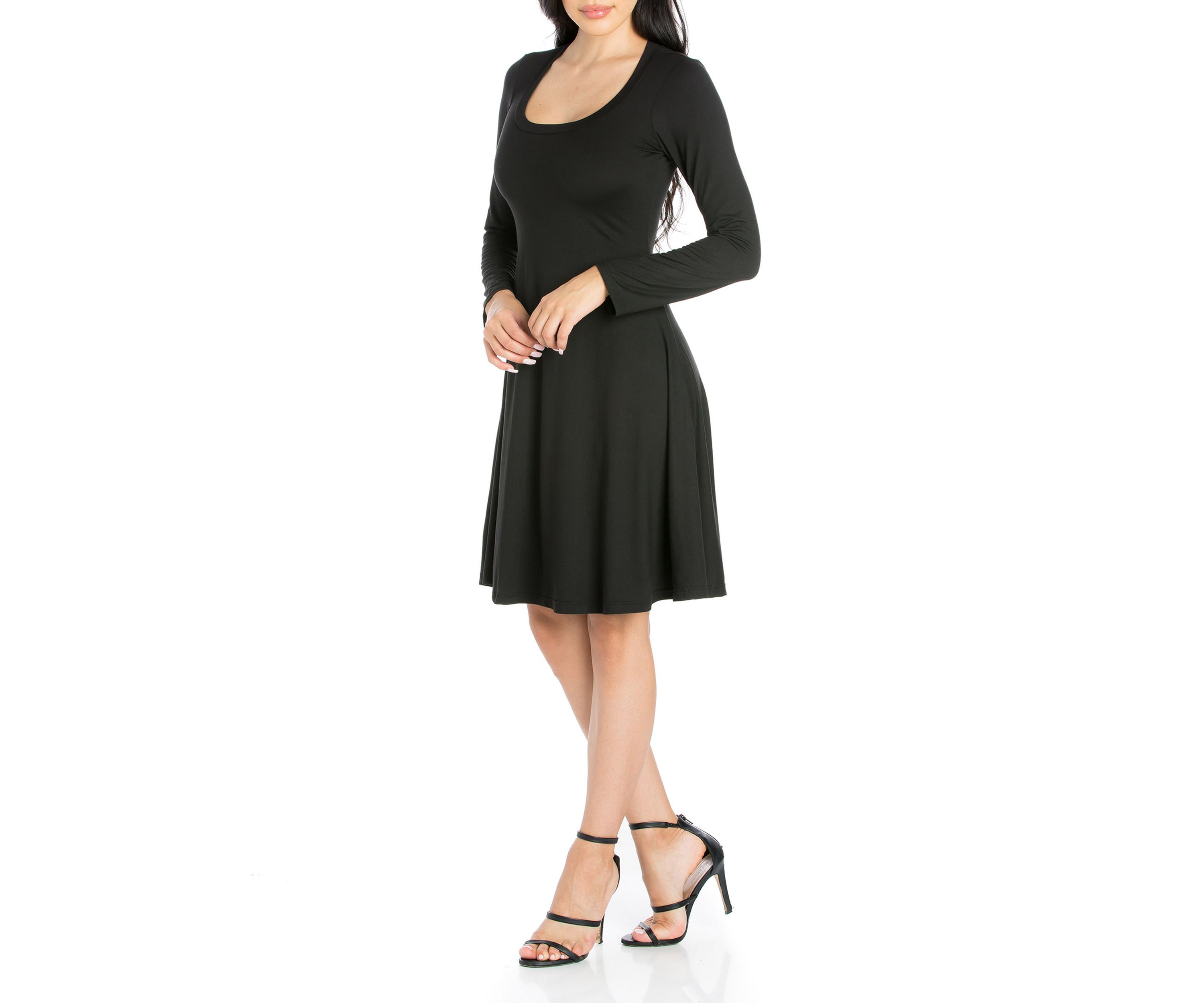 Womens Classic Long Sleeve Flared Mini Dress
