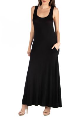 24seven Comfort Apparel Women's Scoop Neck Sleeveless Maxi Dress