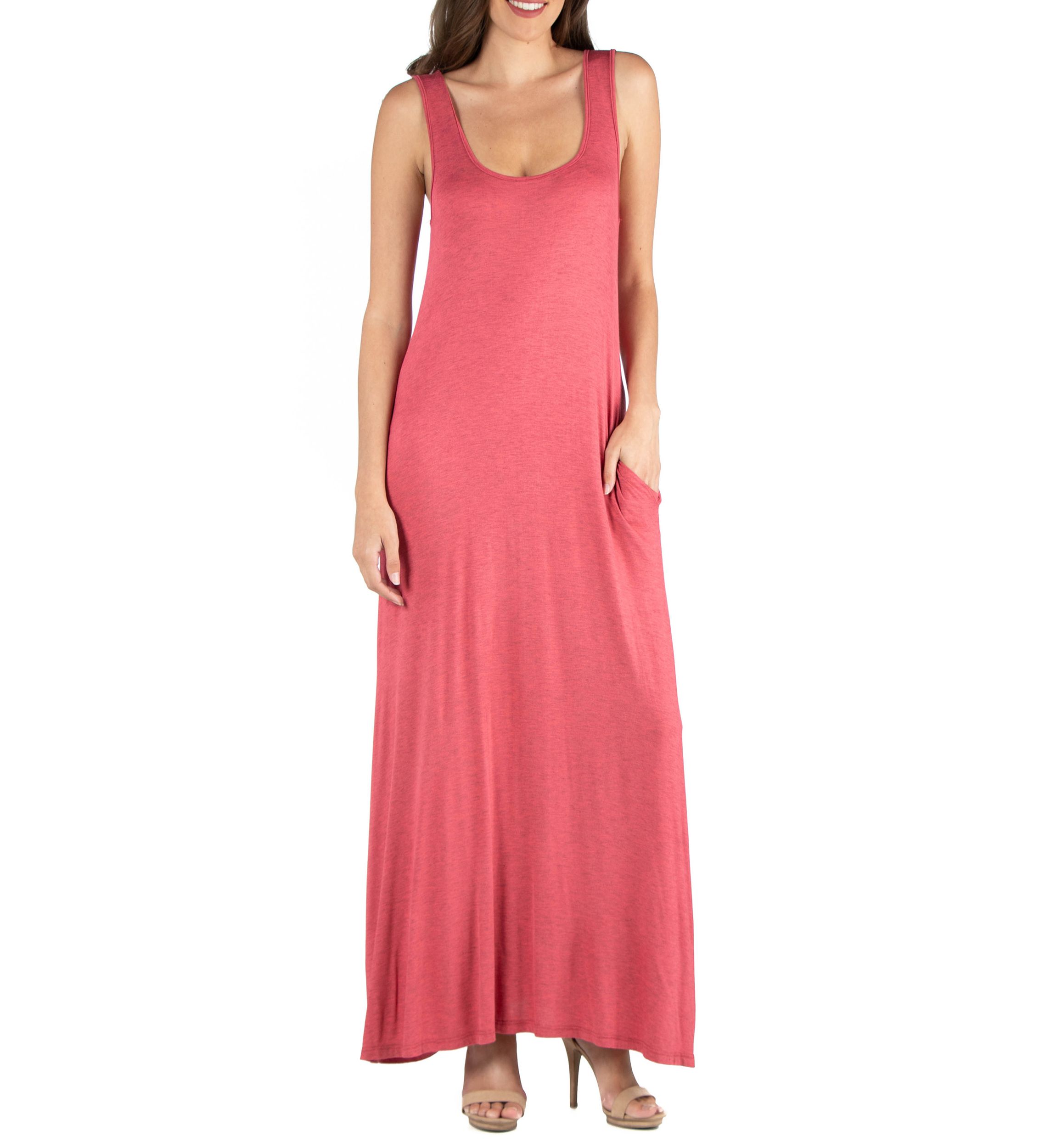 Womens Scoop Neck Sleeveless Maxi Dress