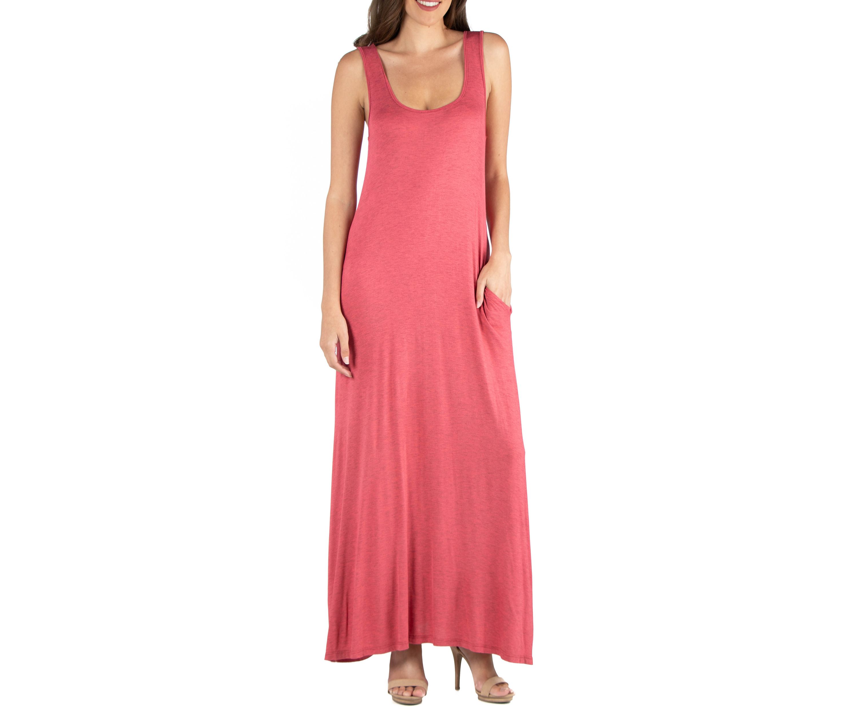 Womens Scoop Neck Sleeveless Maxi Dress