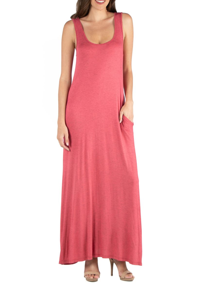 Womens Scoop Neck Sleeveless Maxi Dress