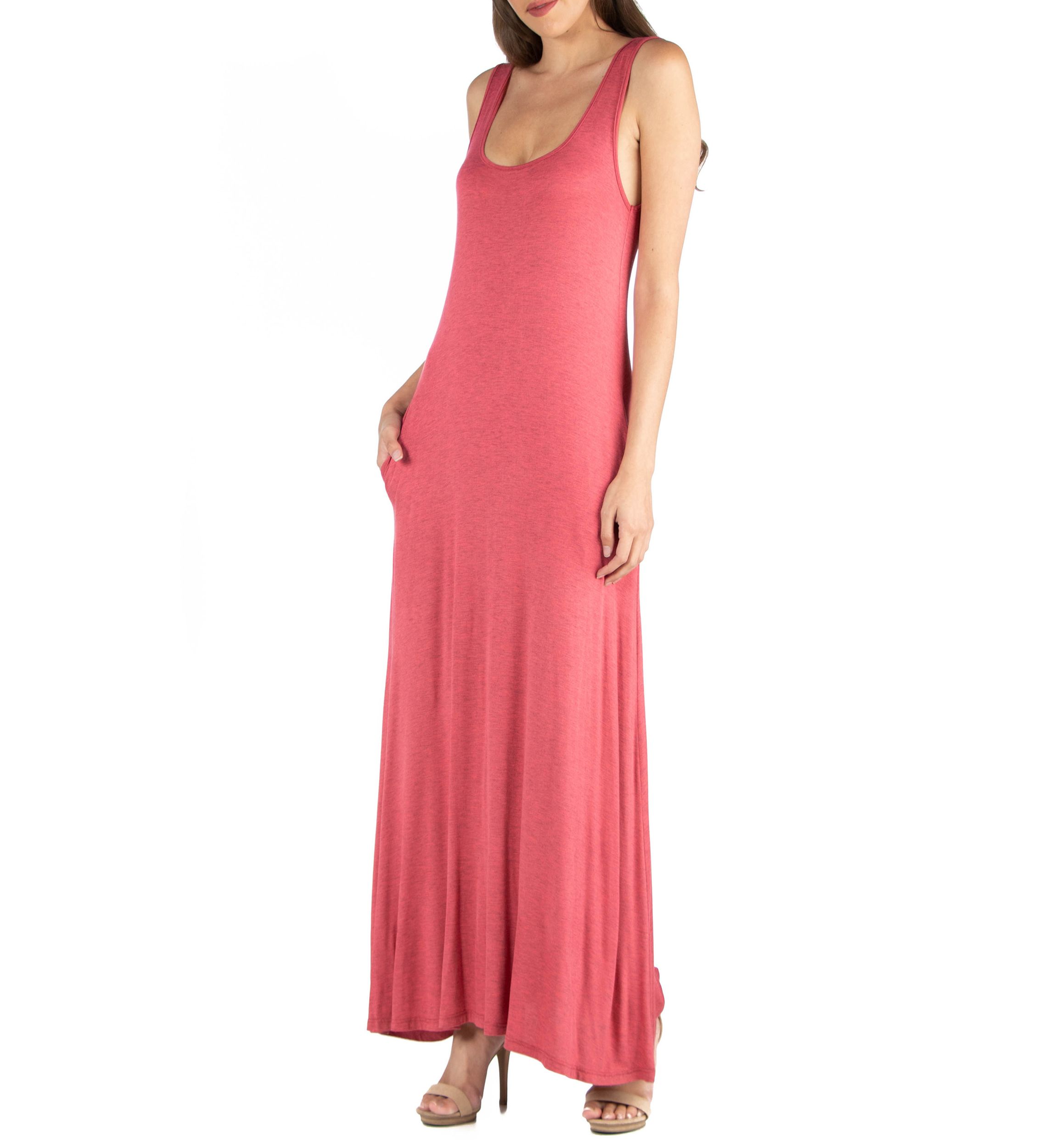 Womens Scoop Neck Sleeveless Maxi Dress