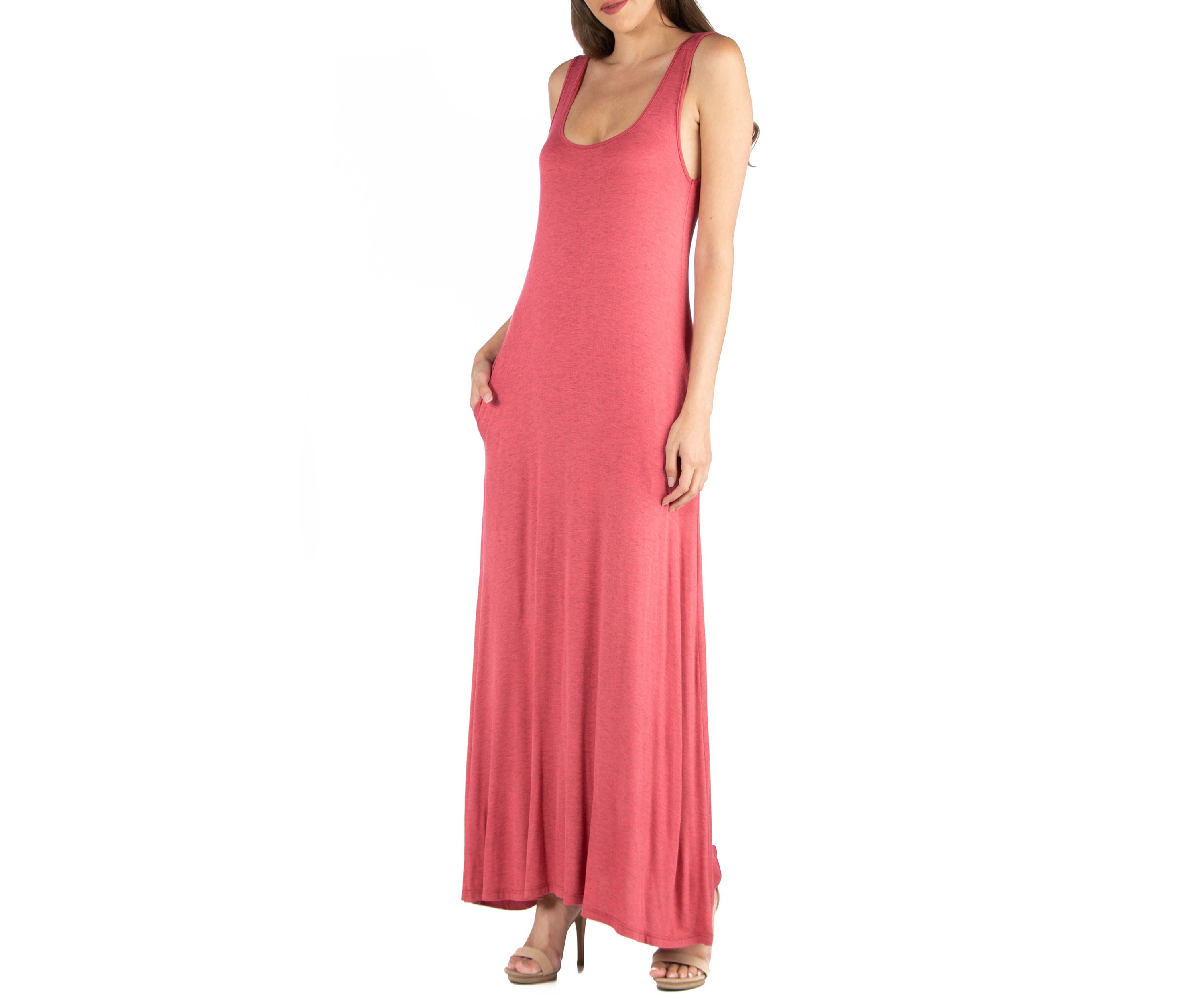 Womens Scoop Neck Sleeveless Maxi Dress