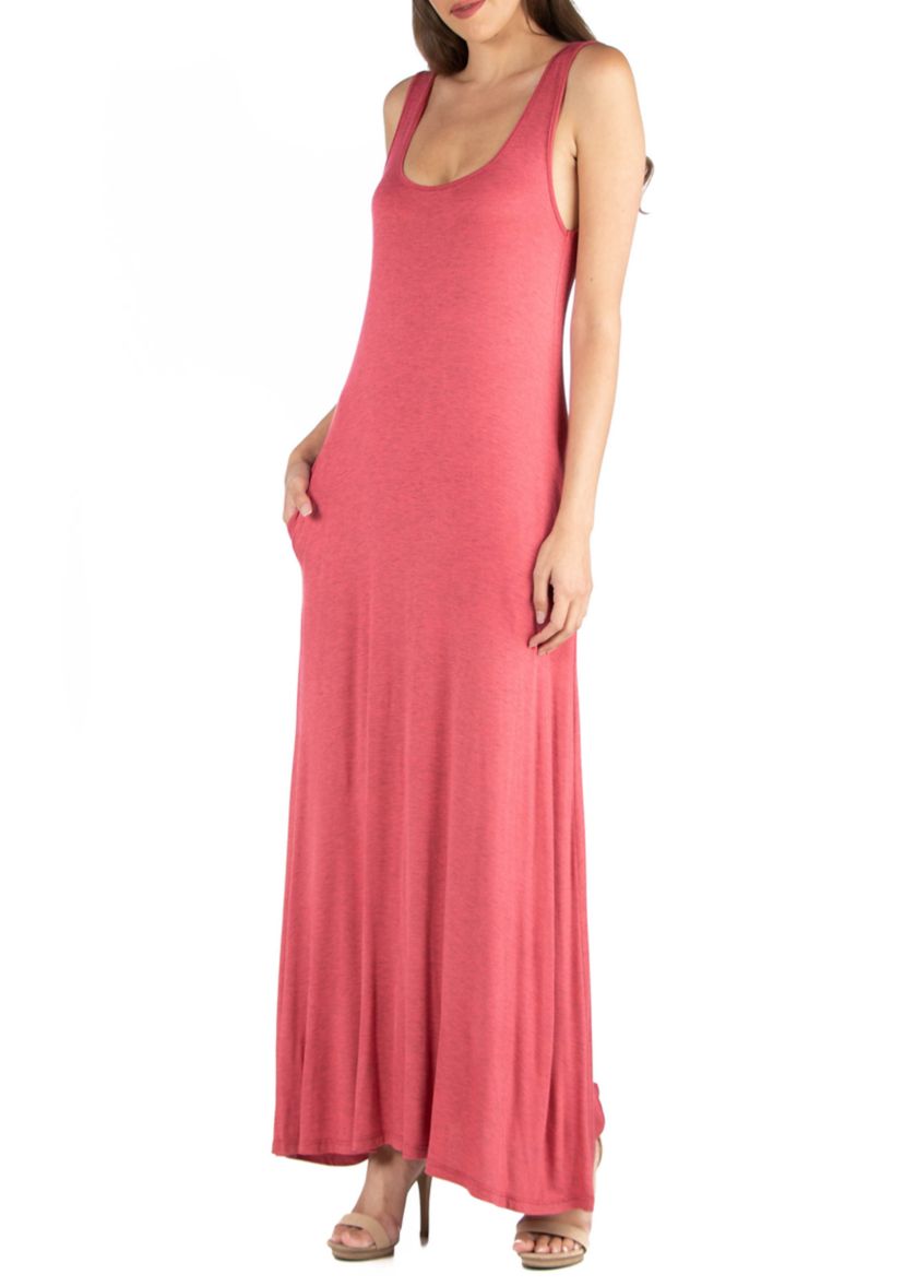 Womens Scoop Neck Sleeveless Maxi Dress