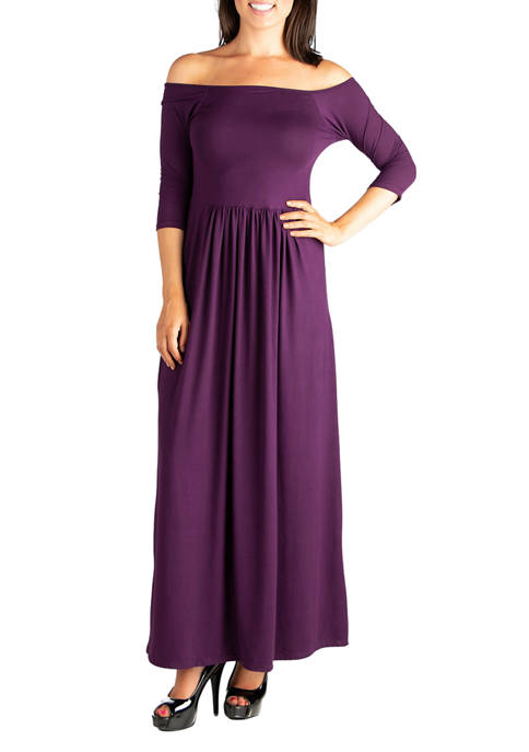 24seven Comfort Apparel Womens Midi Length Fit-and-Flare Pocket