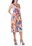 Womens Multi Color Sleeveless Fit and Flare Dress with Pockets