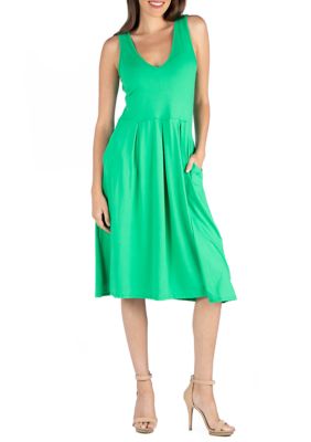 24seven Comfort Apparel Women's Fit and Flare Midi Dress
