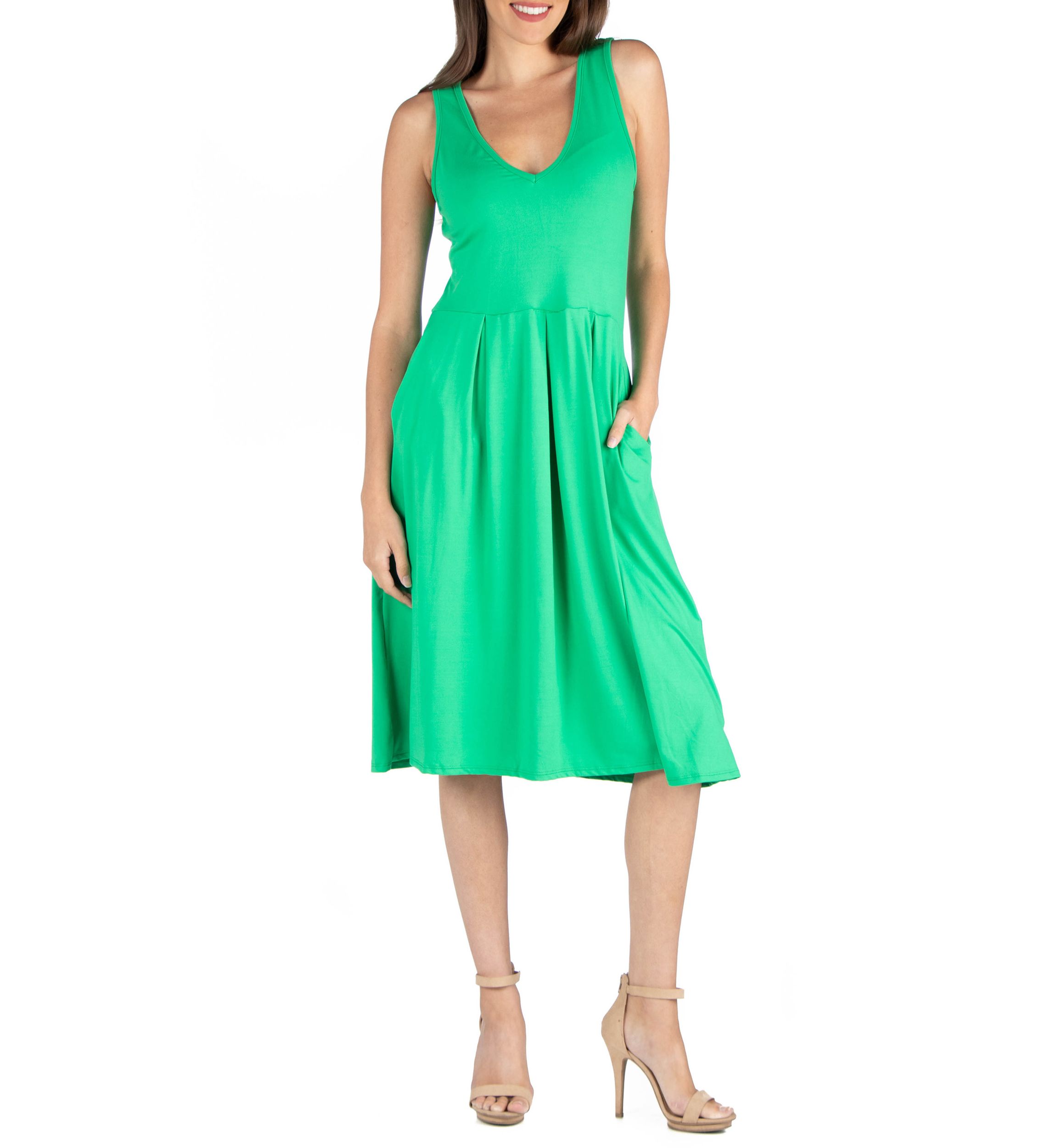 Womens Fit and Flare Midi Dress
