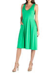 Womens Fit and Flare Midi Dress