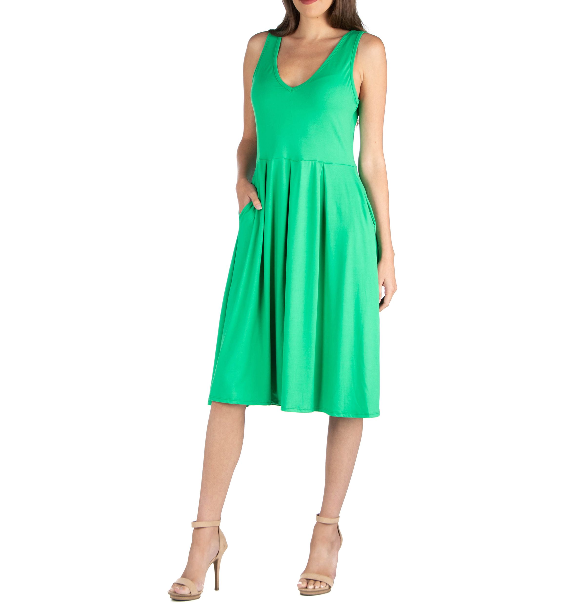 Womens Fit and Flare Midi Dress