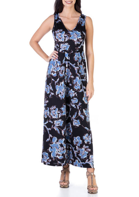 24seven Comfort Apparel Womens Sleeveless Floral Pleated Maxi