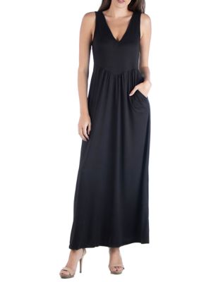 24seven Comfort Apparel Women's V-Neck Maxi Dress