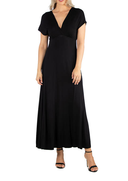 24seven Comfort Apparel Womens Cap Sleeve Maxi Dress