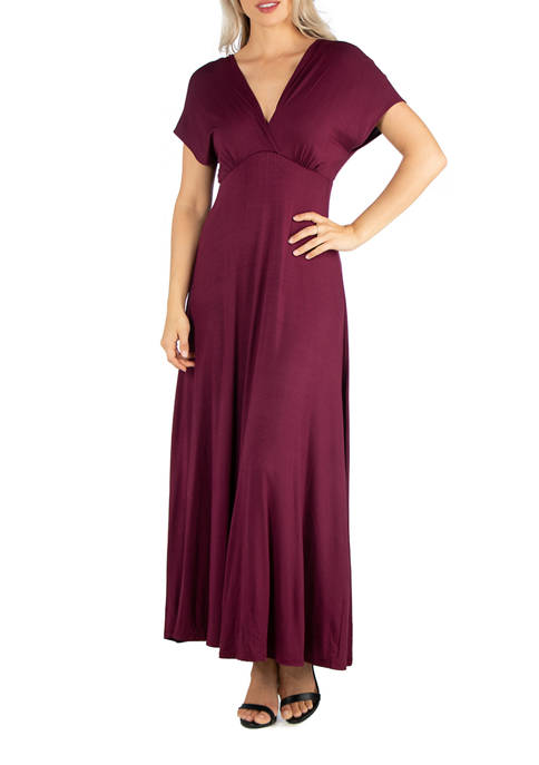 24seven Comfort Apparel Womens Cap Sleeve Maxi Dress