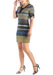 Multicolor Elbow Sleeve Knee Length Dress