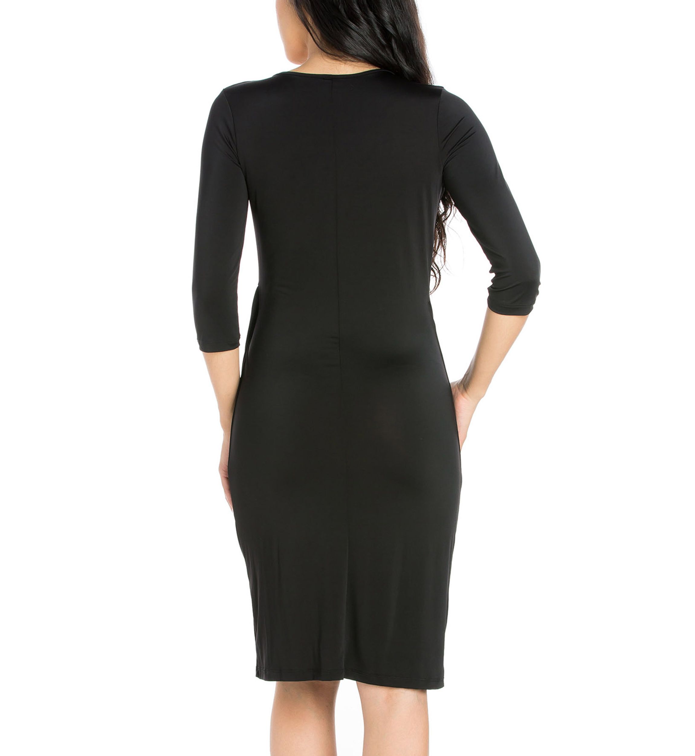Womens Draped V-Neck Dress