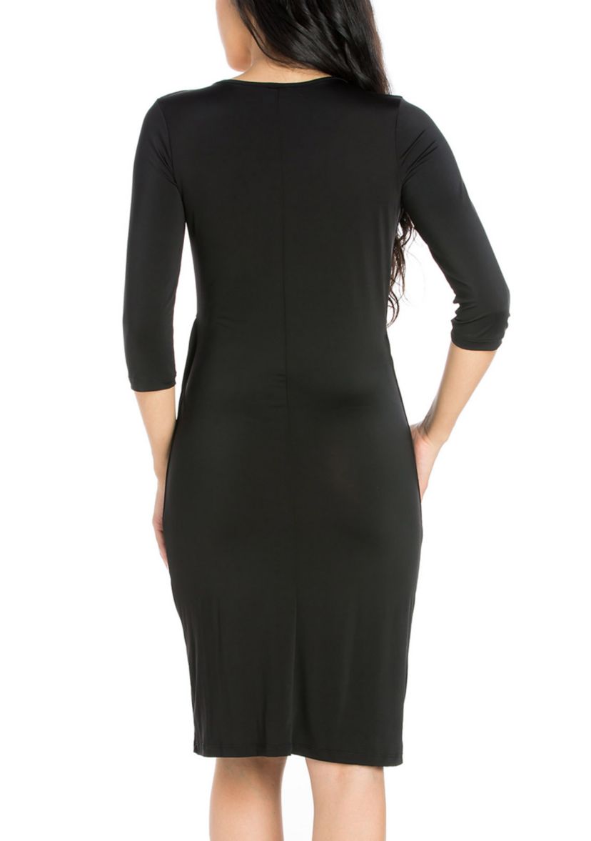 Womens Draped V-Neck Dress