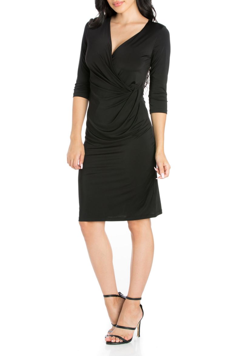 Womens Draped V-Neck Dress