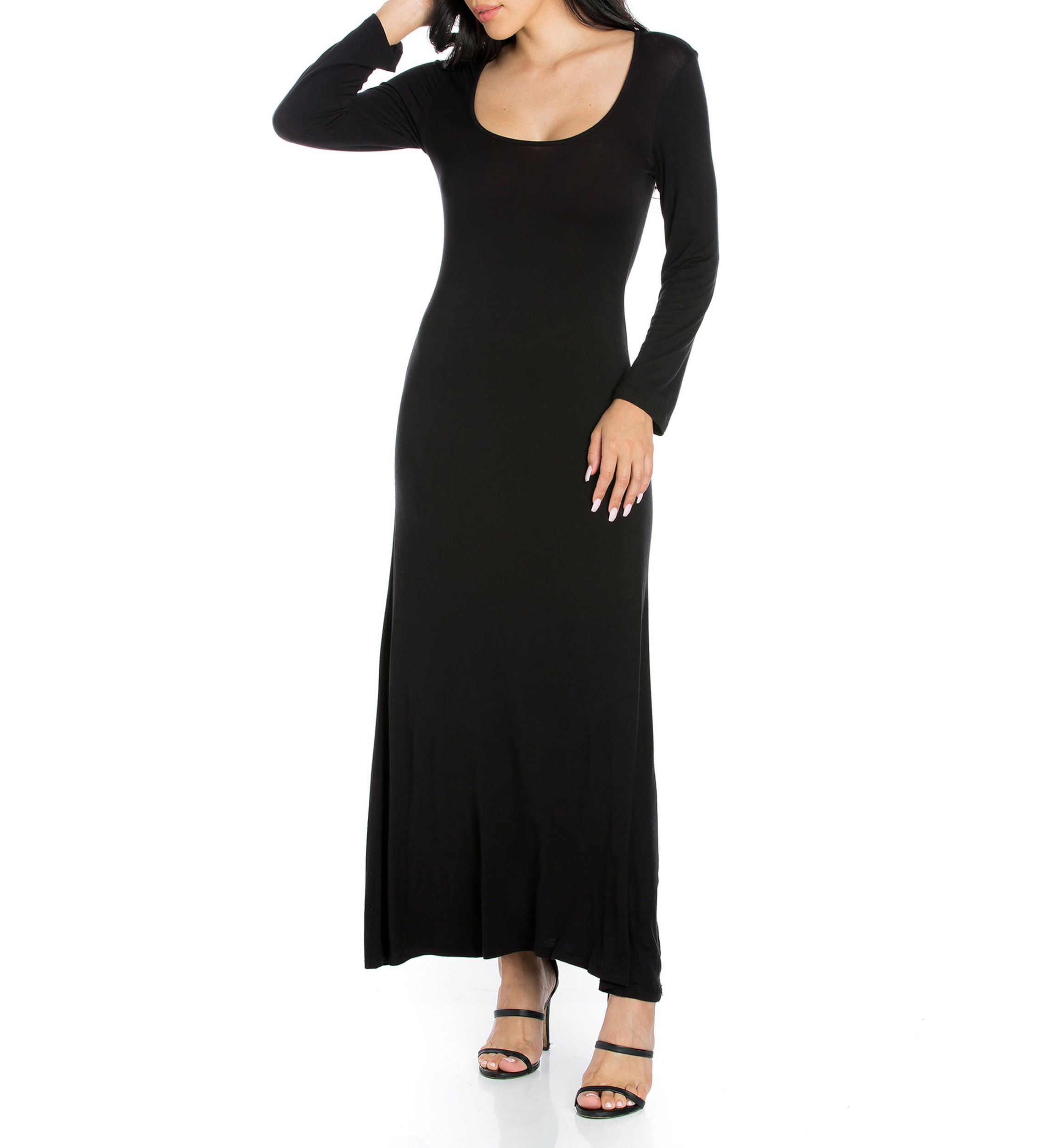 Womens V-Neck Long Sleeve Maxi Dress