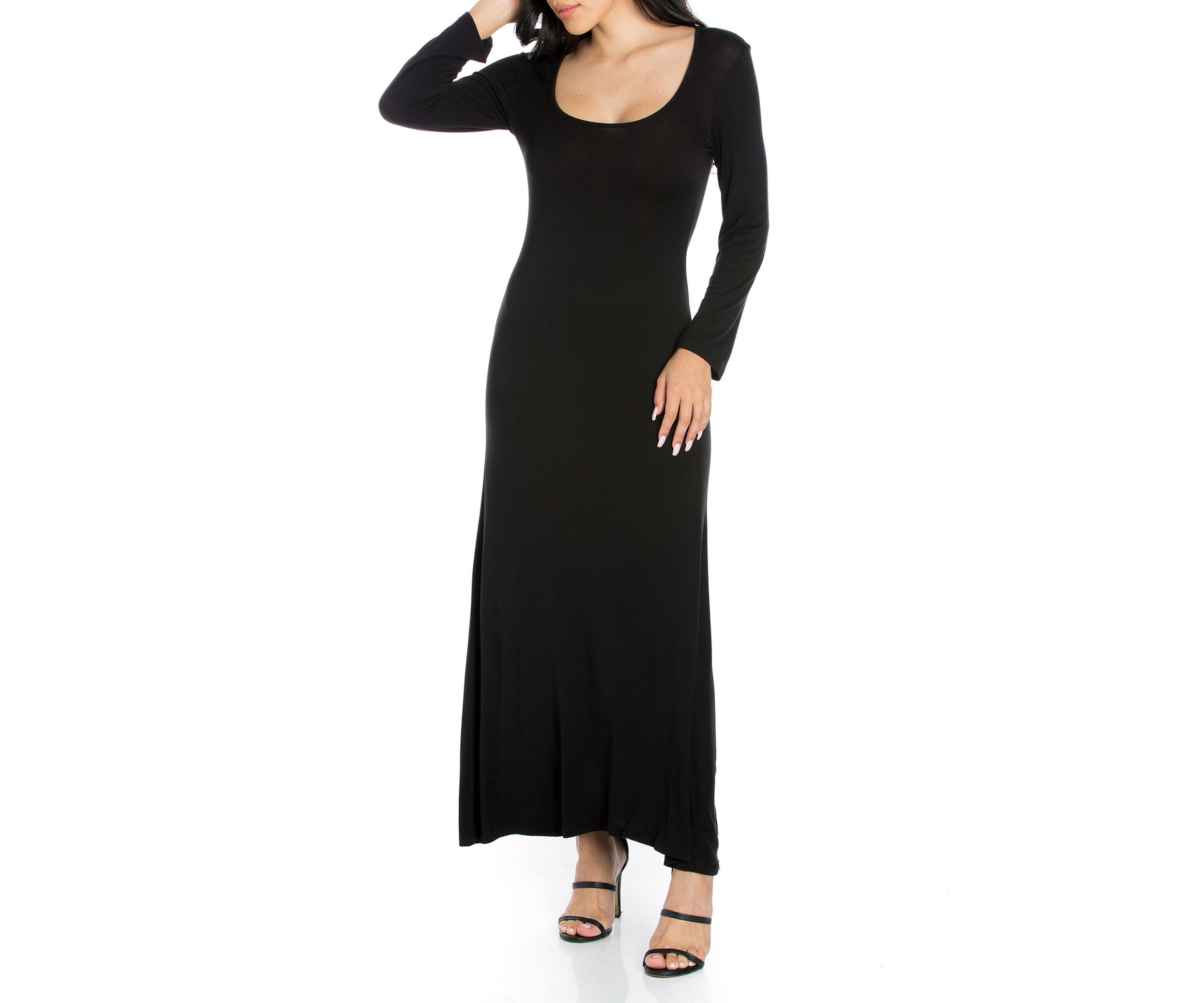 Womens V-Neck Long Sleeve Maxi Dress