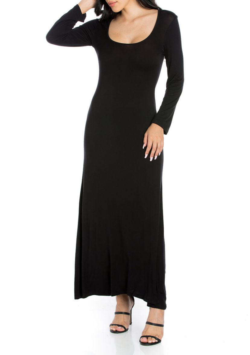 Womens V-Neck Long Sleeve Maxi Dress