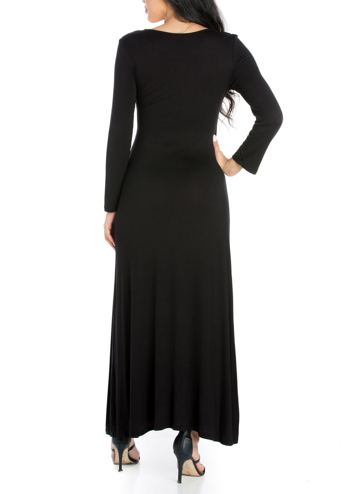 Womens V-Neck Long Sleeve Maxi Dress