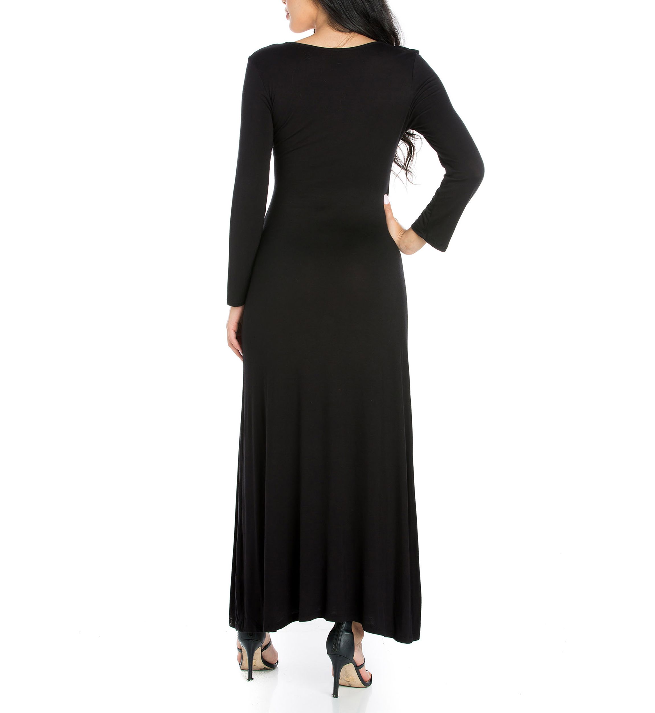 Womens V-Neck Long Sleeve Maxi Dress