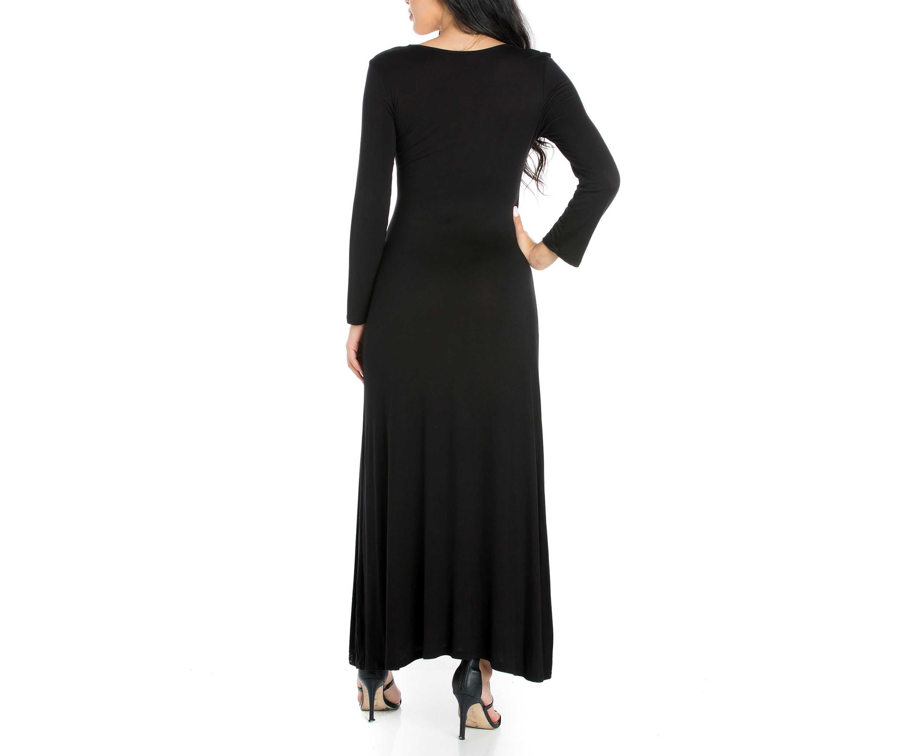Womens V-Neck Long Sleeve Maxi Dress